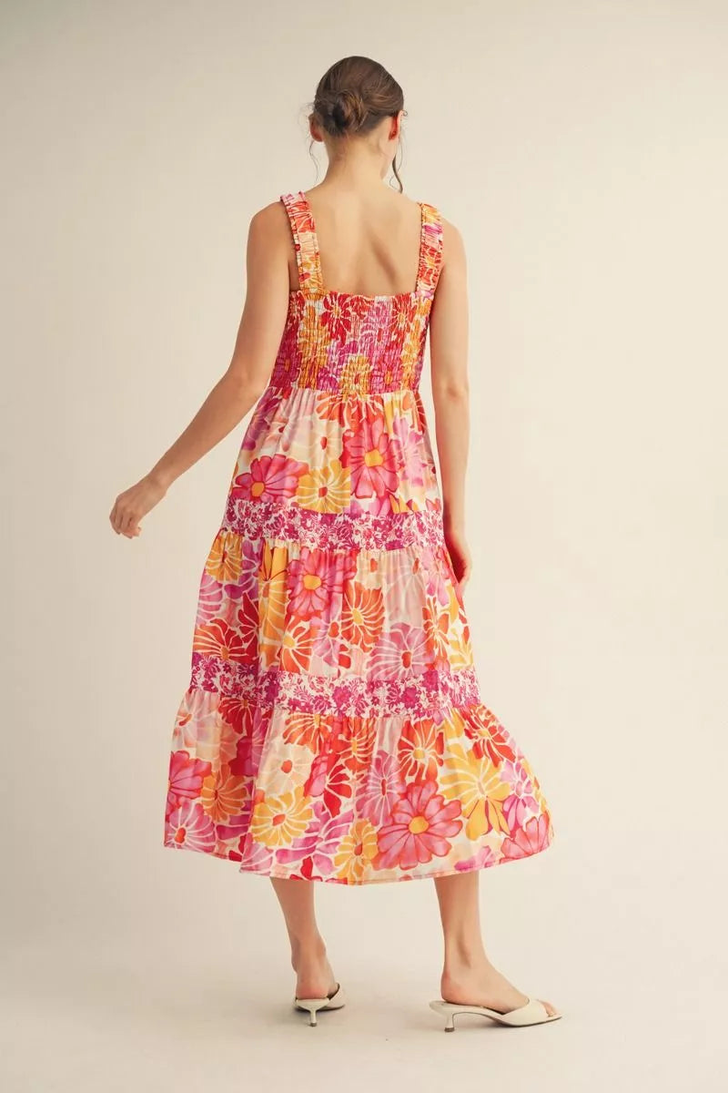 Smocked Floral Tiered Dress