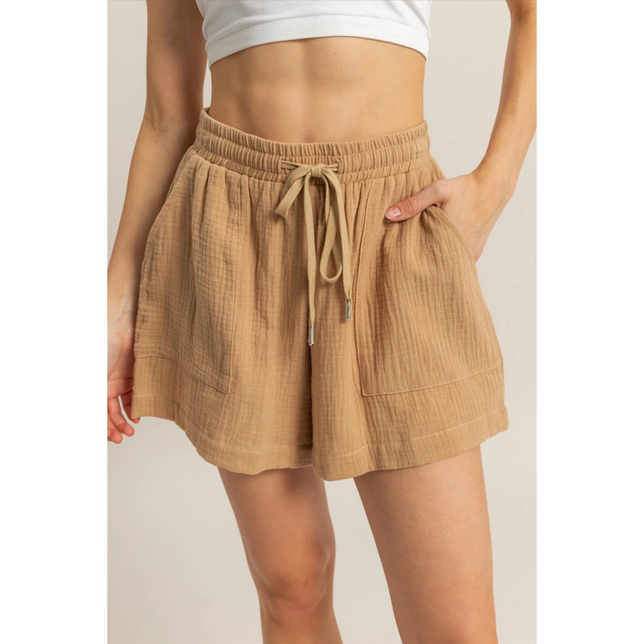 Double Gauze Flowy Shorts - Khaki