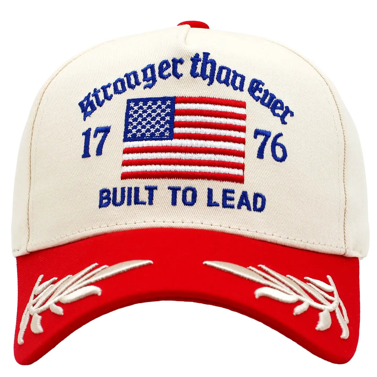 Flag with Stronger Than Ever Embroidered Letter Baseball Cap