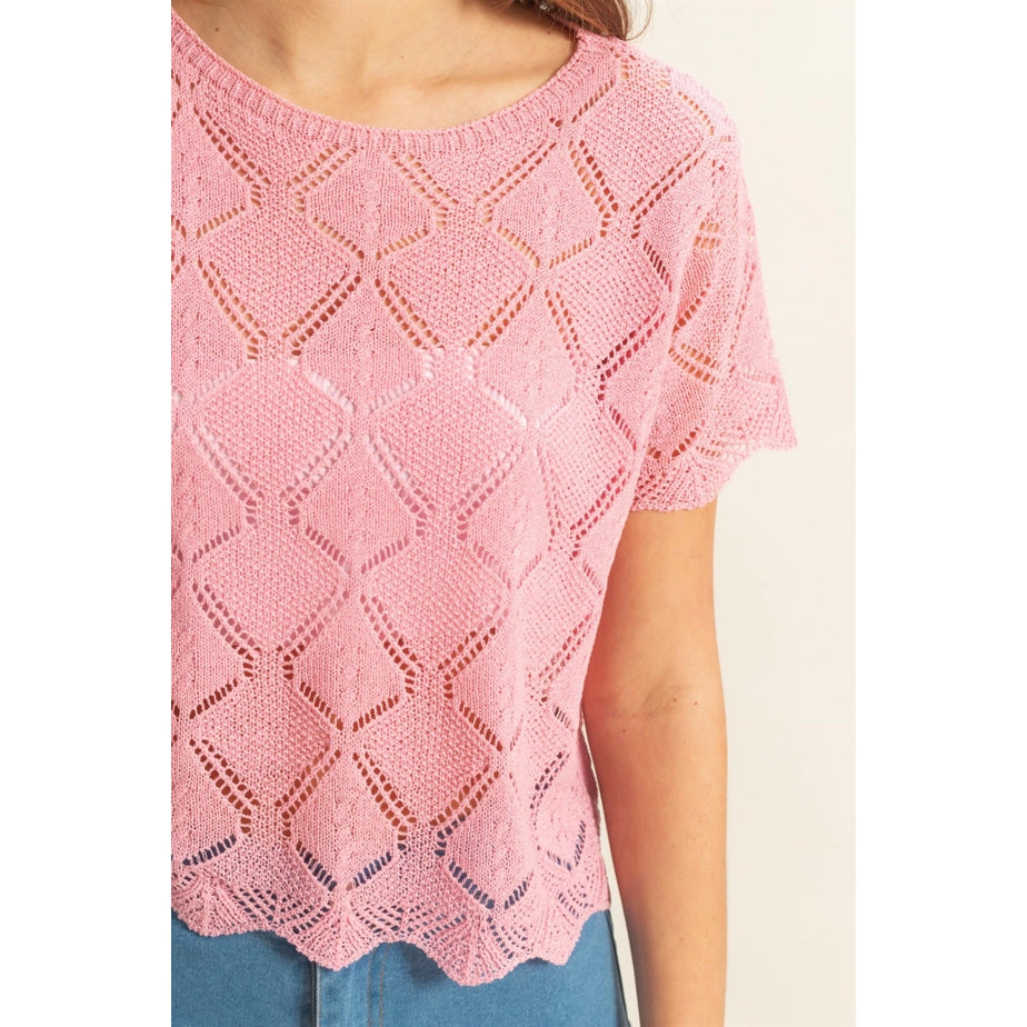 Short Sleeve Crochet Top