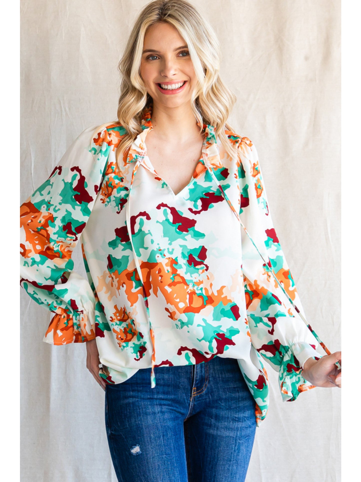 Colorful Long Sleeve Blouse