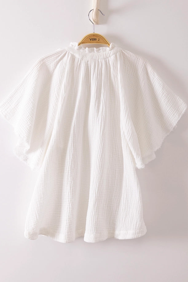 Mineral Washed Gauze Blouse Top