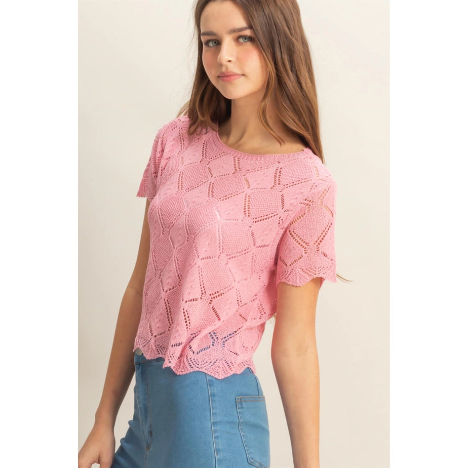 Short Sleeve Crochet Top