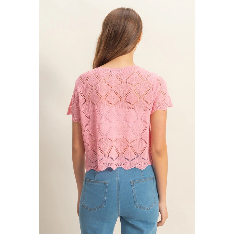 Short Sleeve Crochet Top