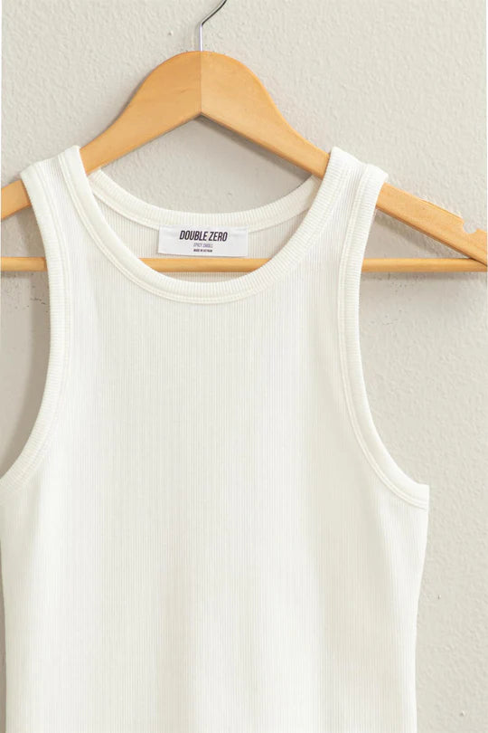RIBBED ROUND NECK TANK TOP