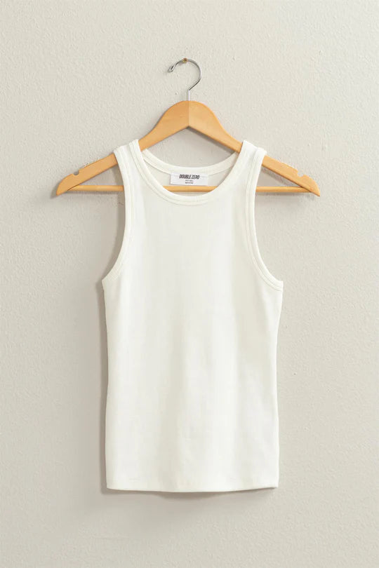 RIBBED ROUND NECK TANK TOP
