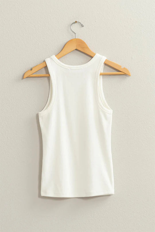 RIBBED ROUND NECK TANK TOP