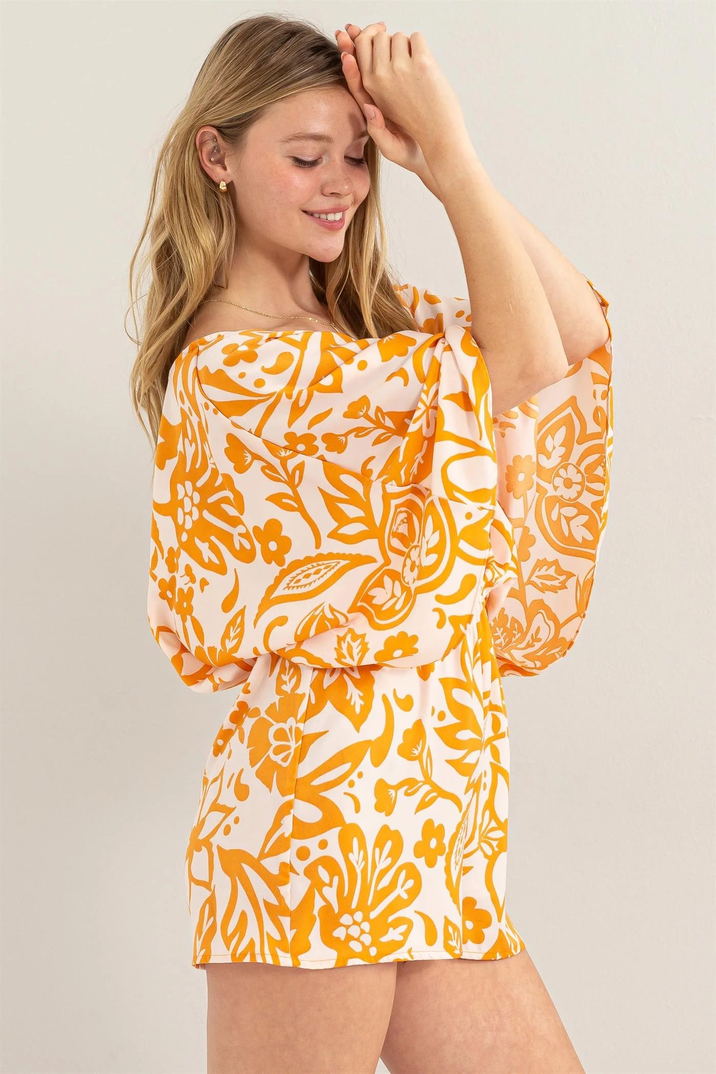 PAISLEY AND FLORAL PRINT KIMONO ROMPER