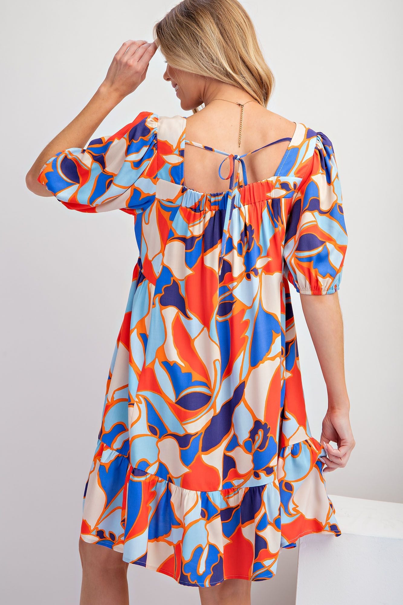 CHALLIS RUFFLE BOTTOM DRESS