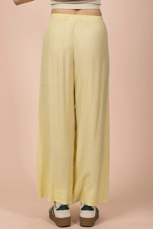 Butter Yellow Wide Leg Woven Pants