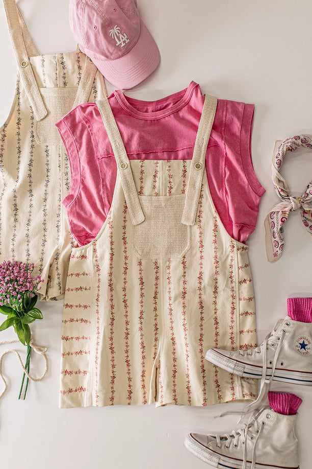 Floral Print Casual Overall