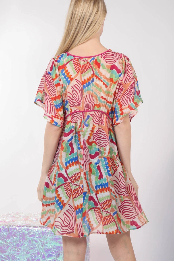 Multi Color Printed Coverup Dress