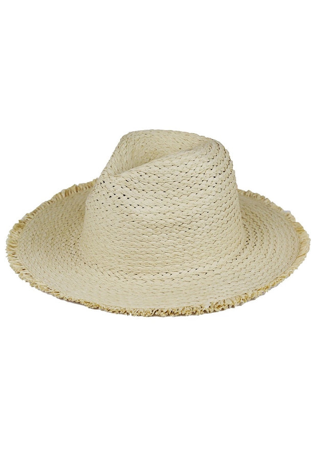 Frayed Solid Straw Hat
