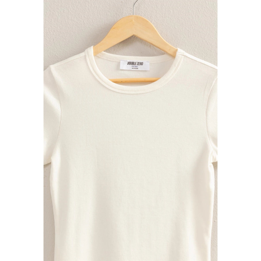 Ribbed Crew Neck Short Sleeve Top
