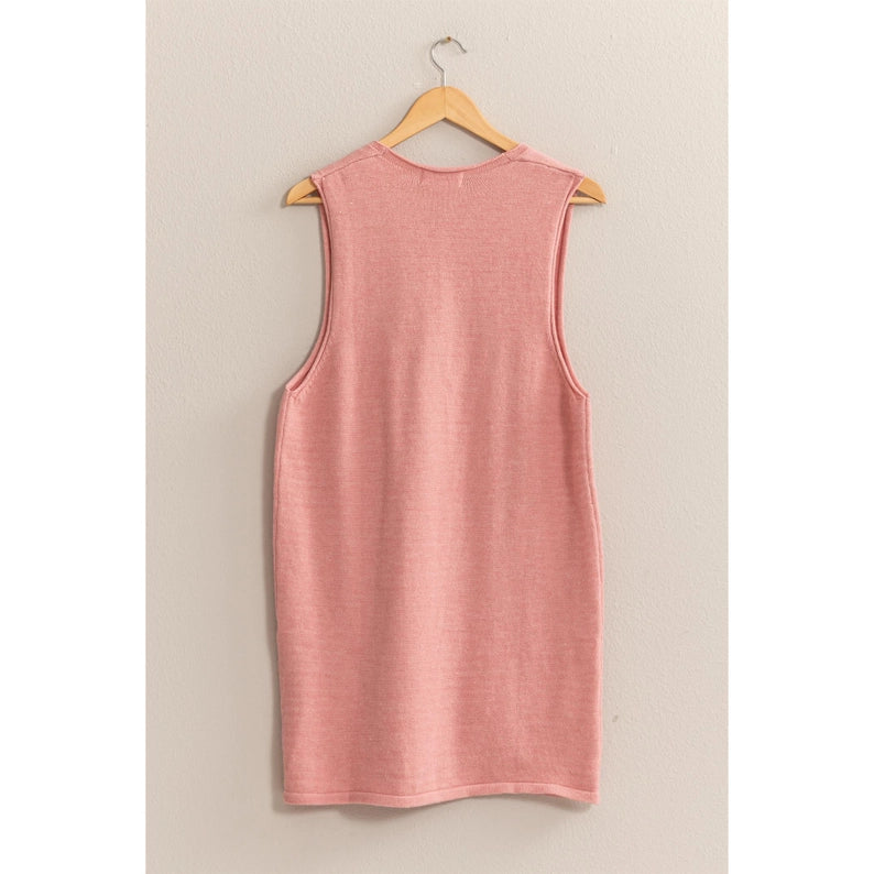 Knit Pocket Pinafore Mini Dress