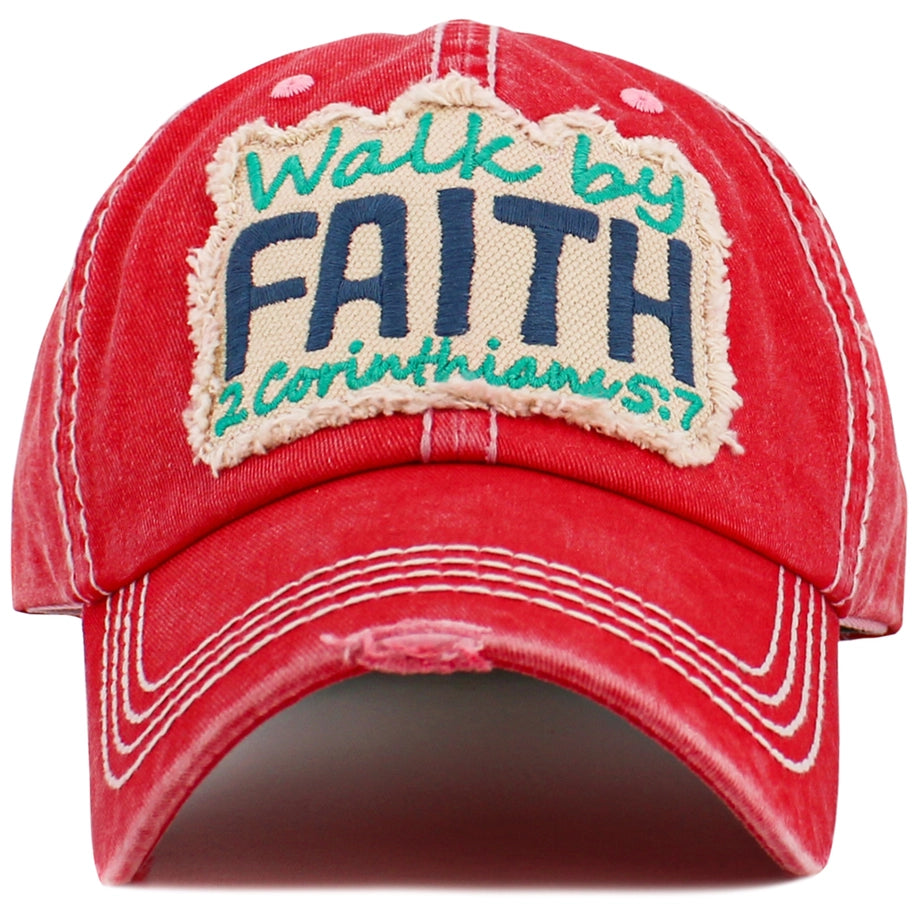 Walk By Faith Washed Vintage Baseball Cap