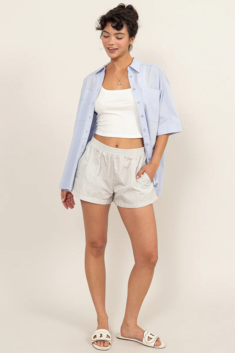 MID WAIST NYLON SHORTS