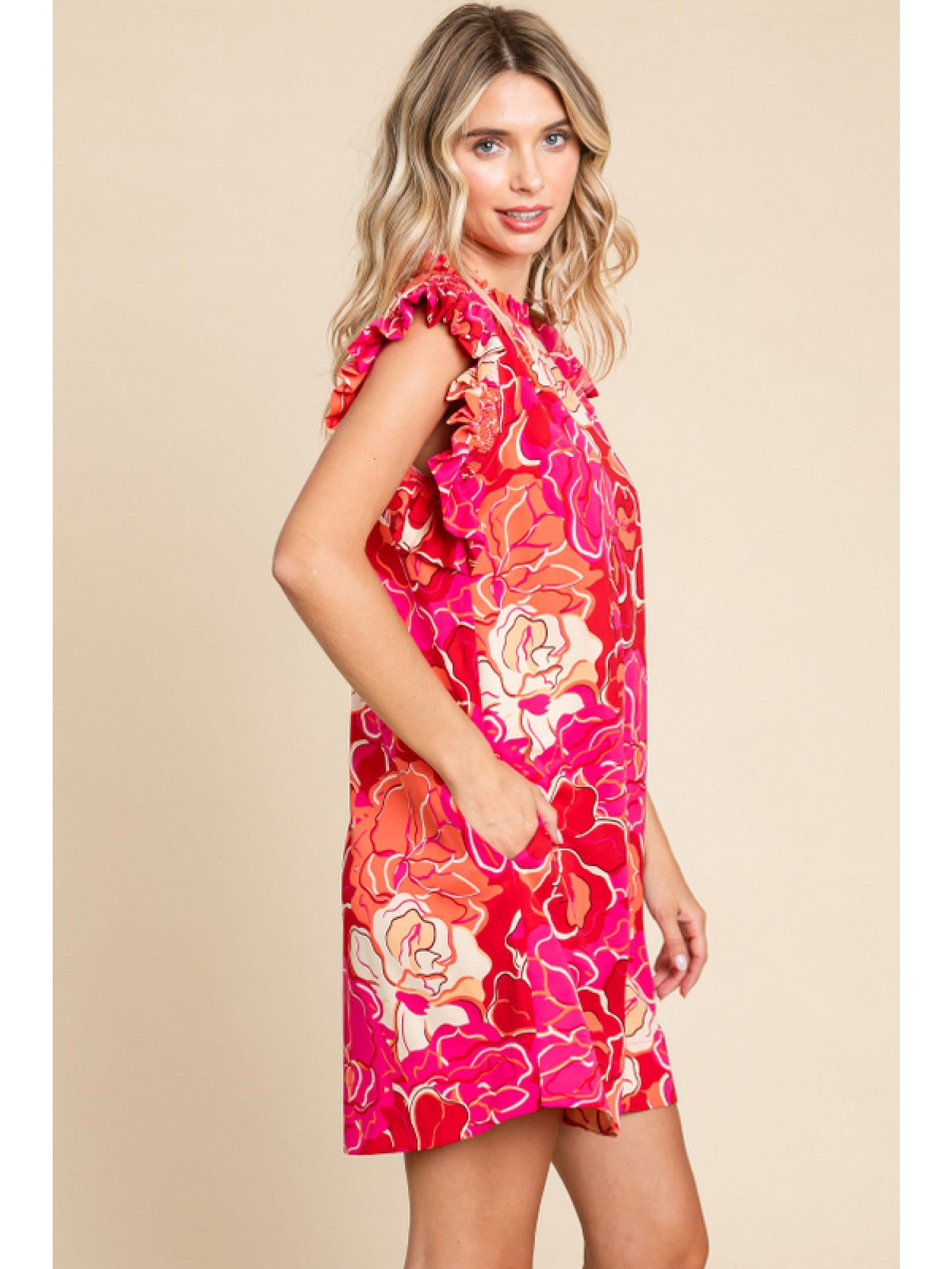 Flower Print Frill Dress