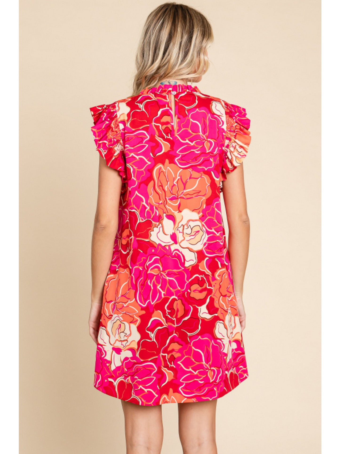 Flower Print Frill Dress