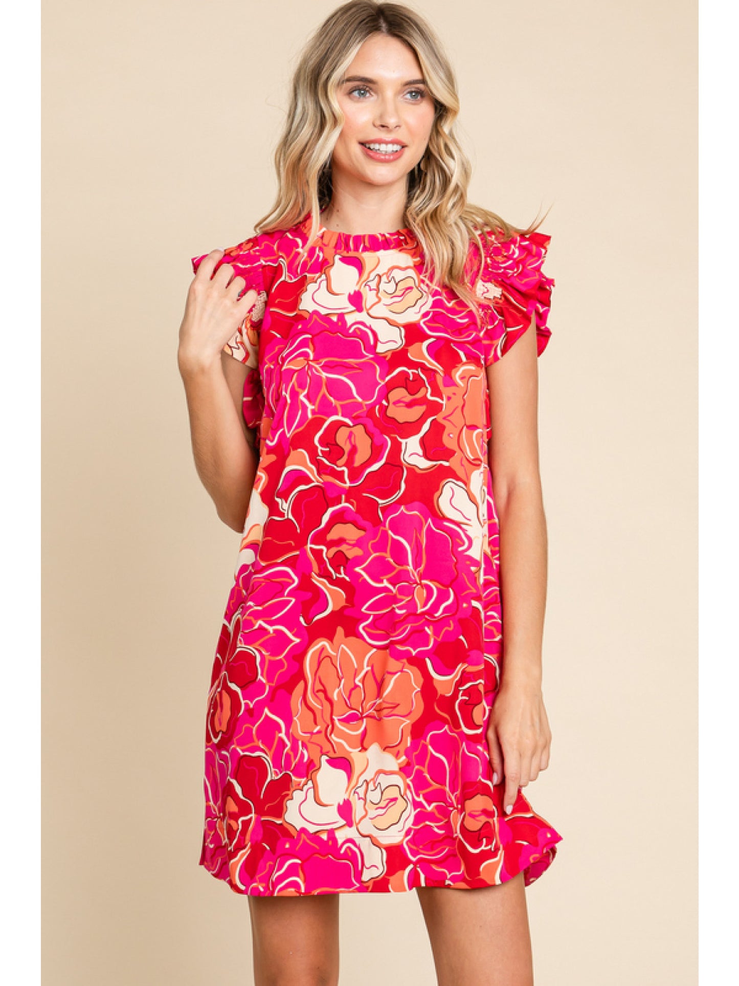 Flower Print Frill Dress