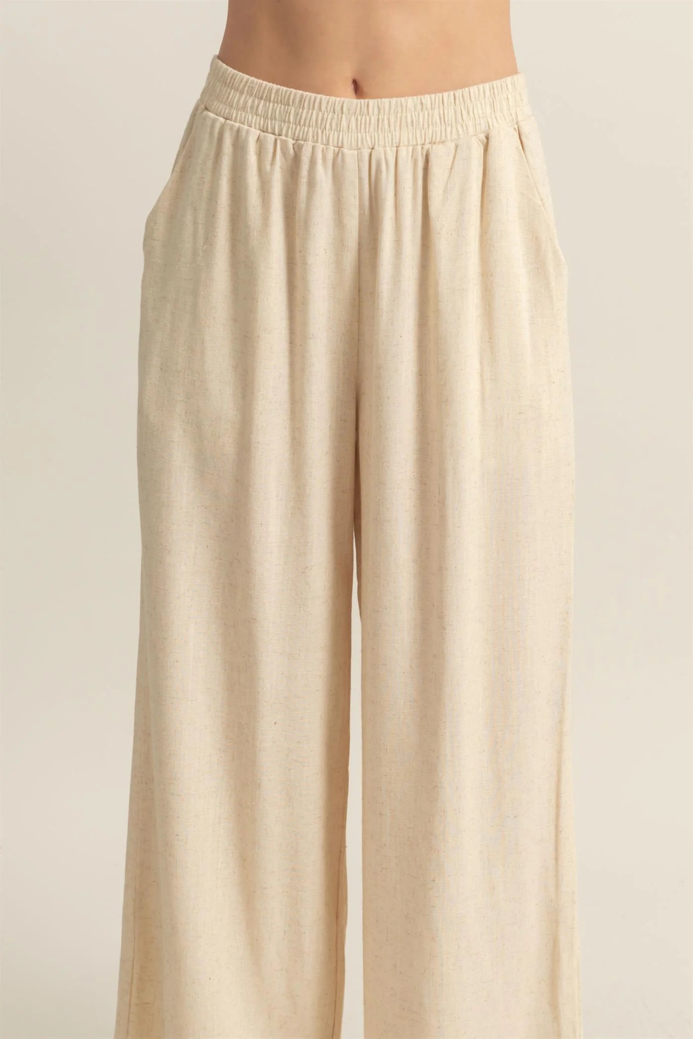 Elasticized Waist Linen Pants