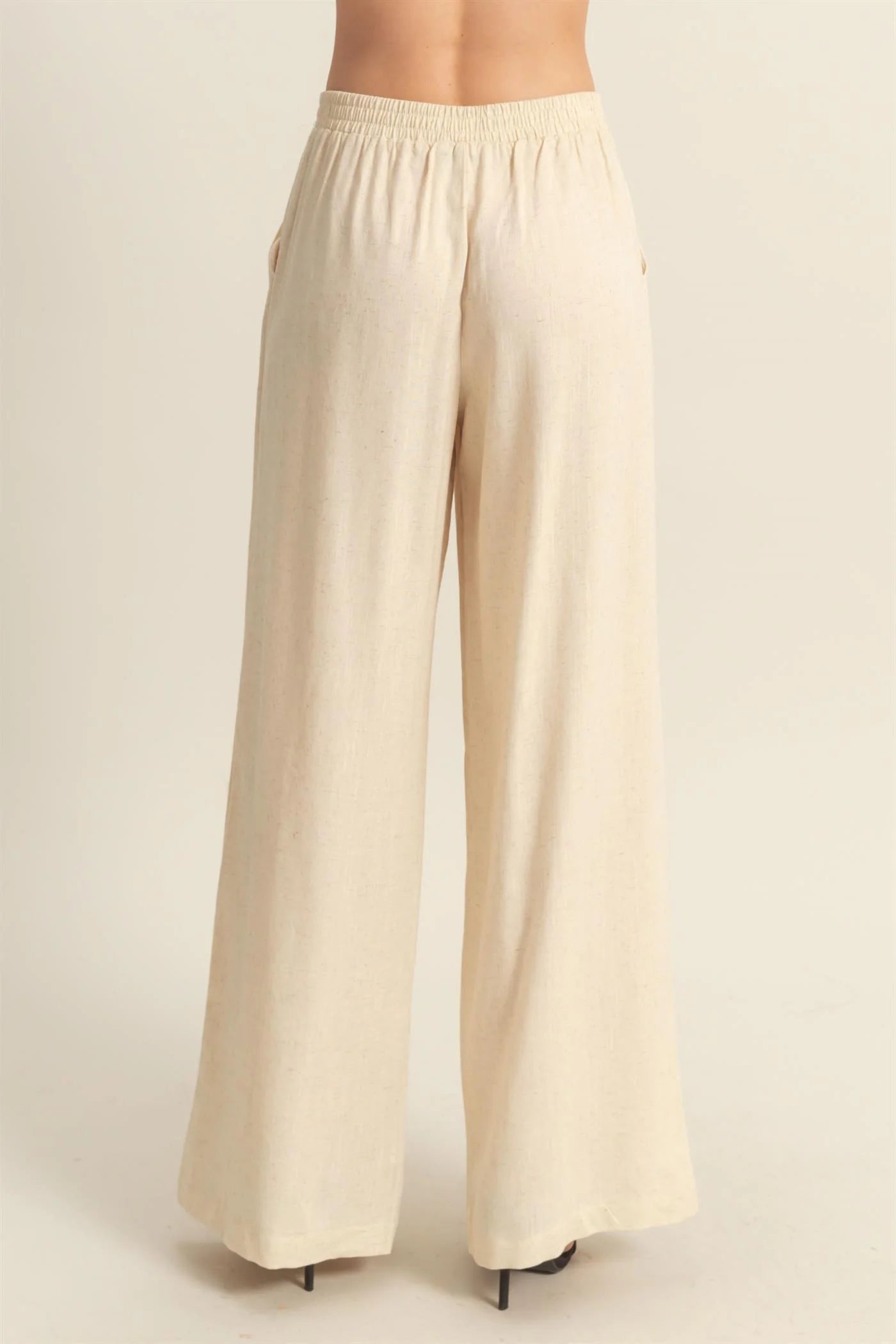 Elasticized Waist Linen Pants