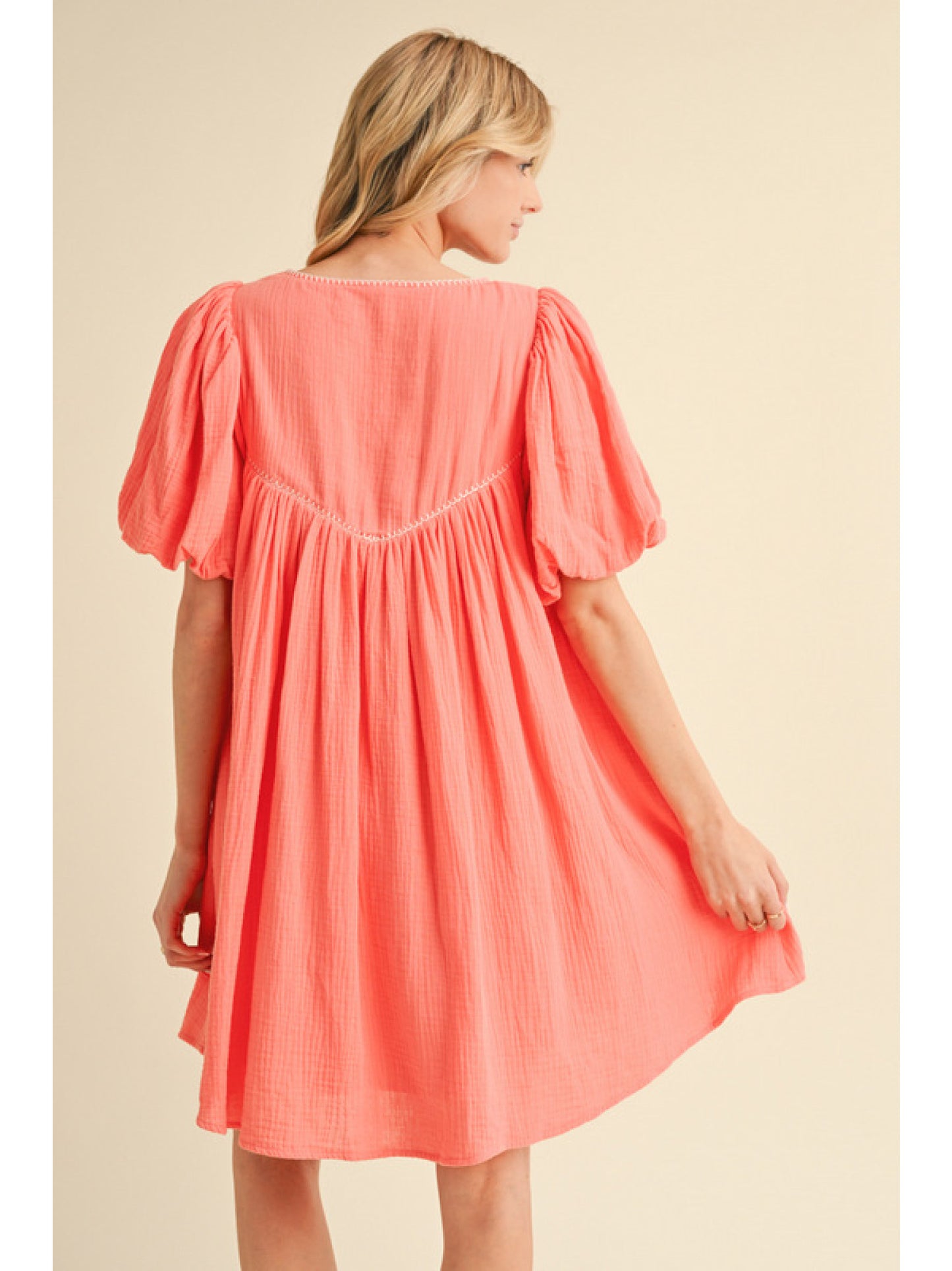 Embroidered Gauze Dress