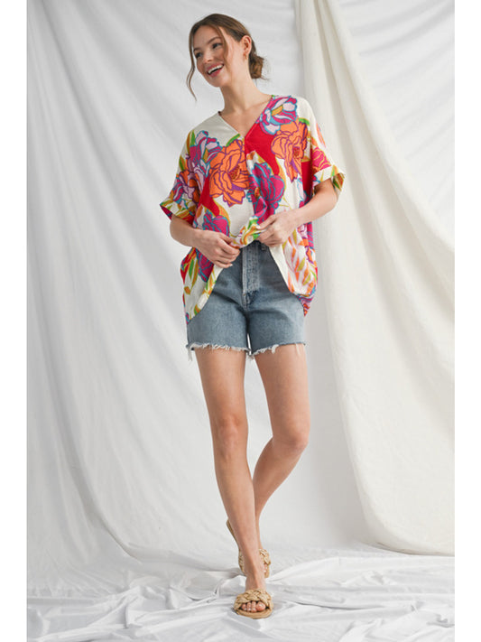 Drop Should Floral Top (Red)