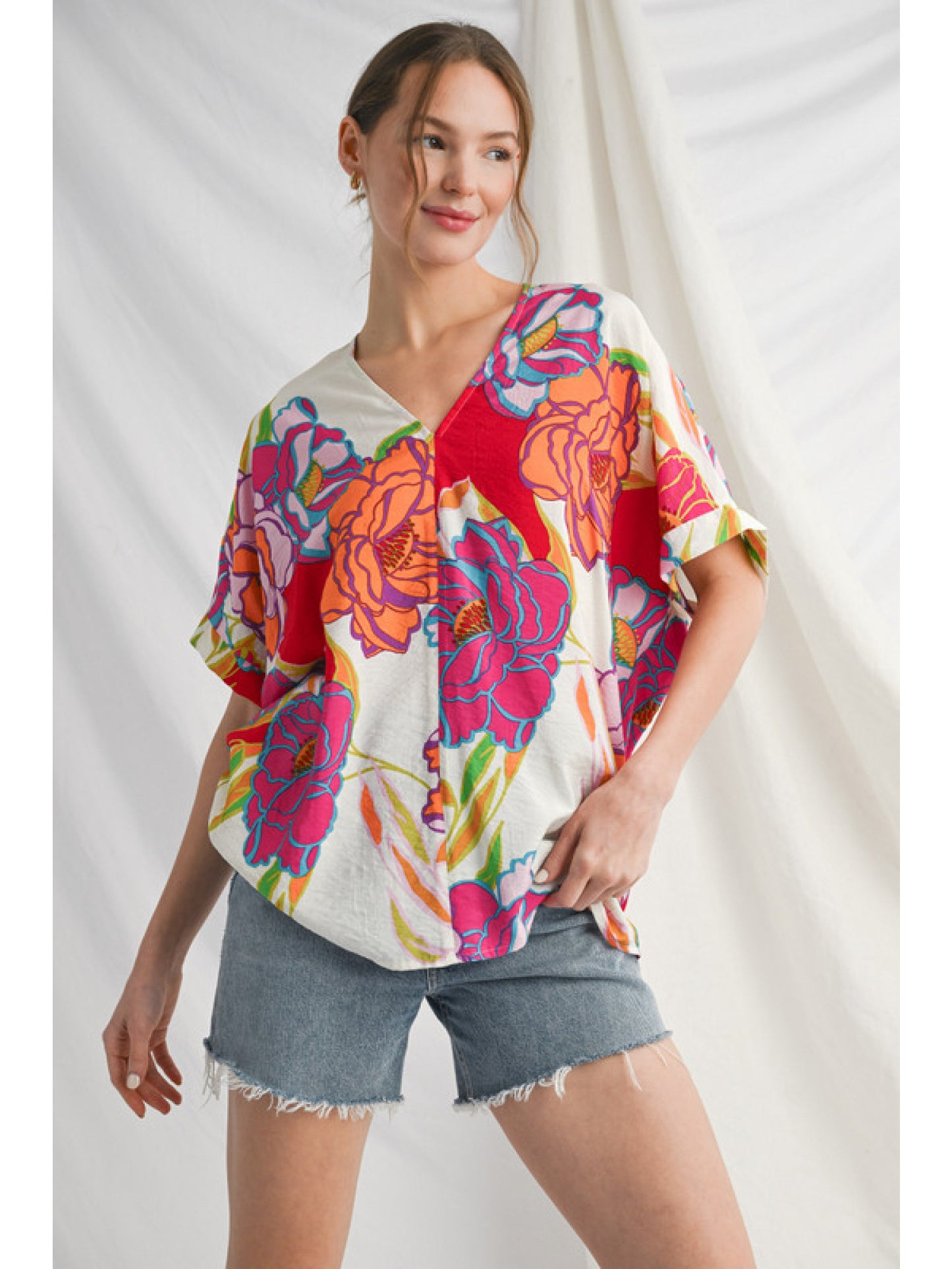 Drop Should Floral Top (Red)