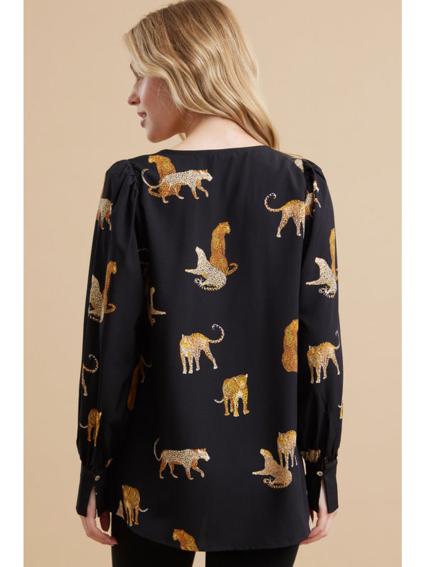 Animal Print Satin Blouse
