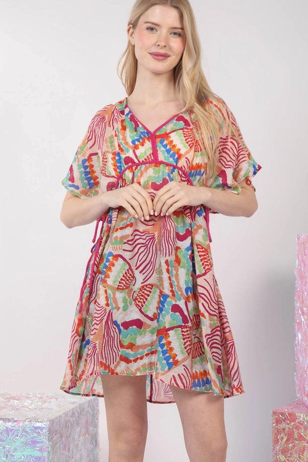 Multi Color Printed Coverup Dress