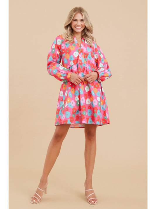 Flower Print Baby Doll Dress