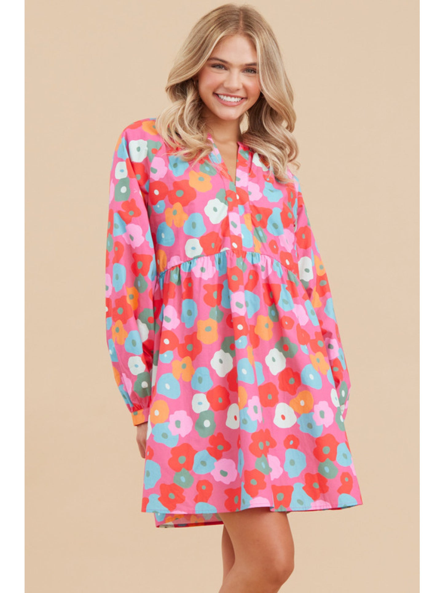 Flower Print Baby Doll Dress