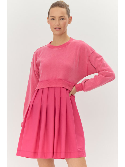 Pink Baby Doll Long Sleeve Dress