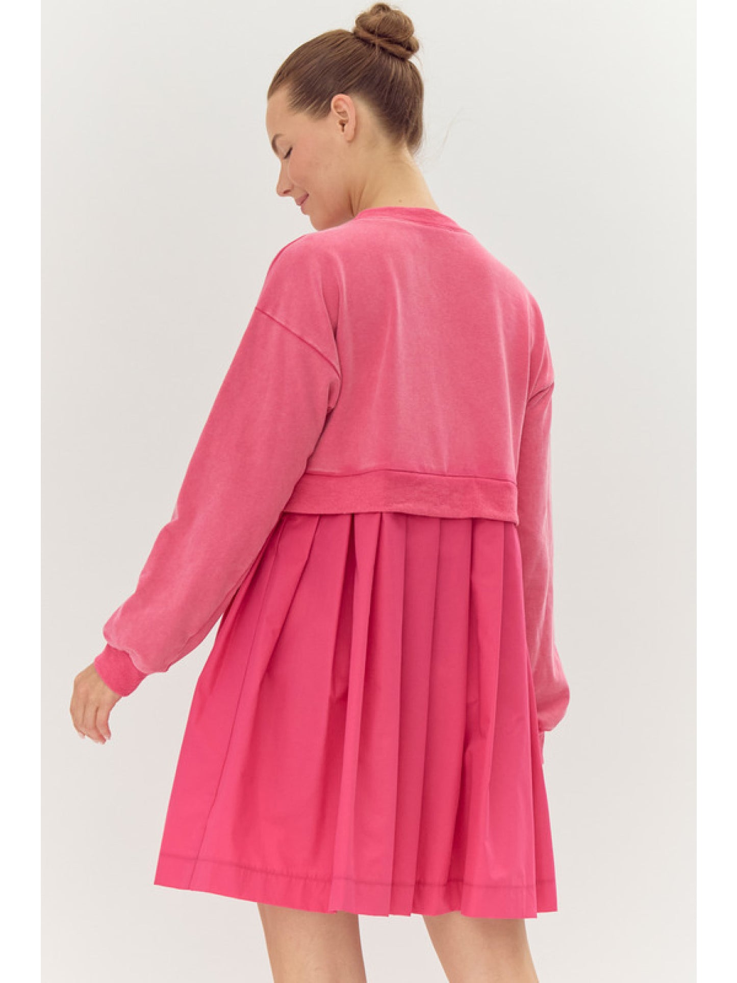 Pink Baby Doll Long Sleeve Dress