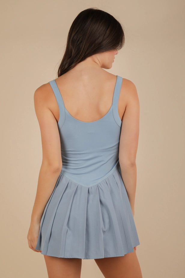 Pleated Skirt Activewear Dress w/ Under Shorts