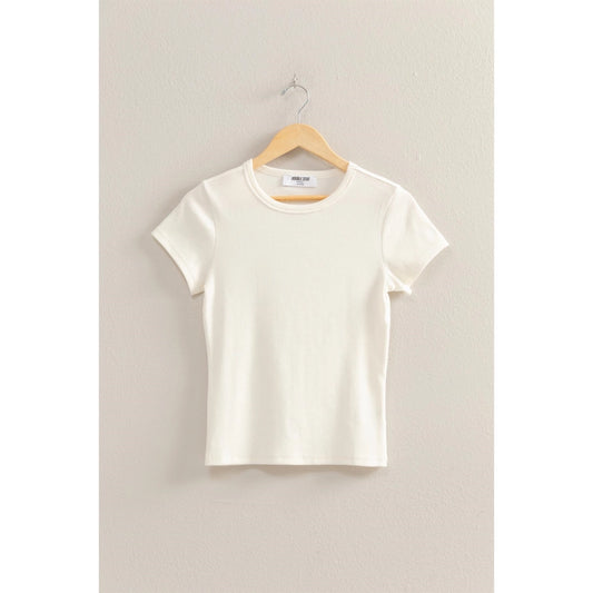 Ribbed Crew Neck Short Sleeve Top