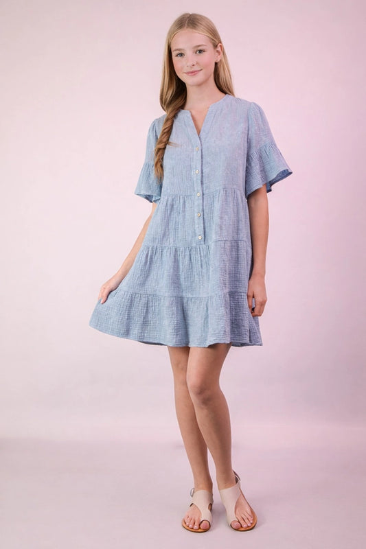 Gauze Baby Bell Dress (Denim)