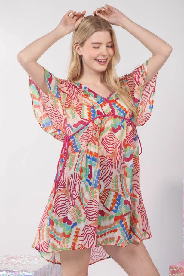 Multi Color Printed Coverup Dress