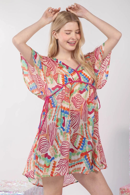 Multi Color Printed Coverup Dress