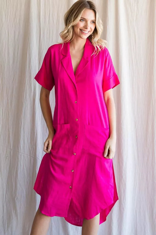 Pink Linen Dress