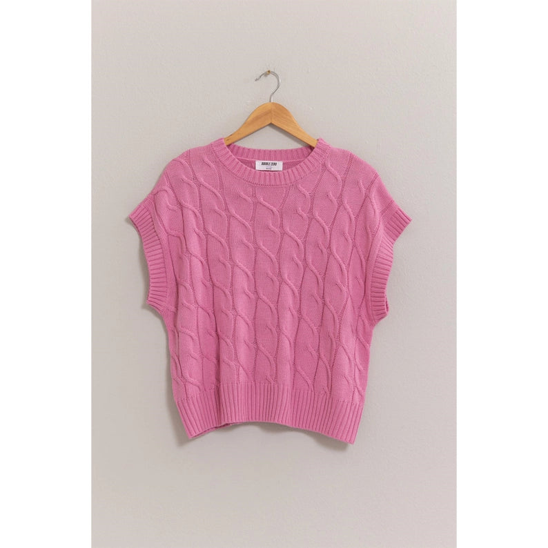 Rose Pink Cable Knit Vest