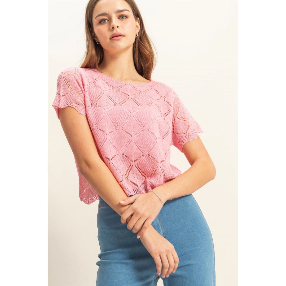 Short Sleeve Crochet Top