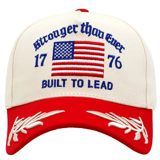 Flag with Stronger Than Ever Embroidered Letter Baseball Cap