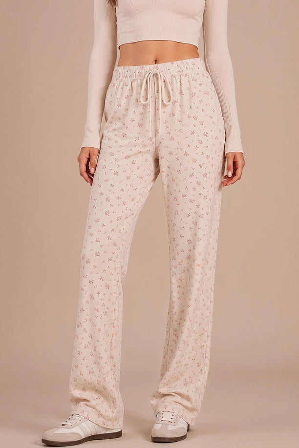 Floral Printed Wide Leg Comfy Casual Pants