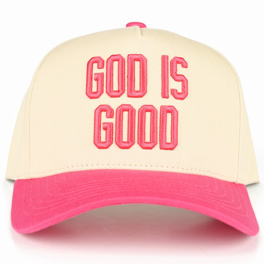 C.C God Is Good Embroidered Letter Two Tone Trucker Hat