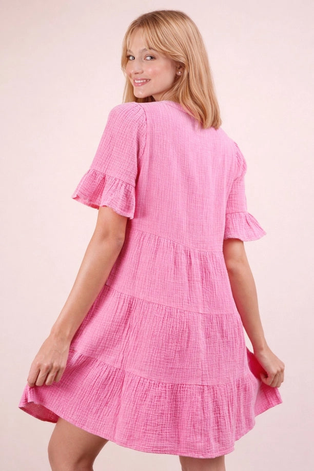 Gauze Baby Bell Dress (Pink)