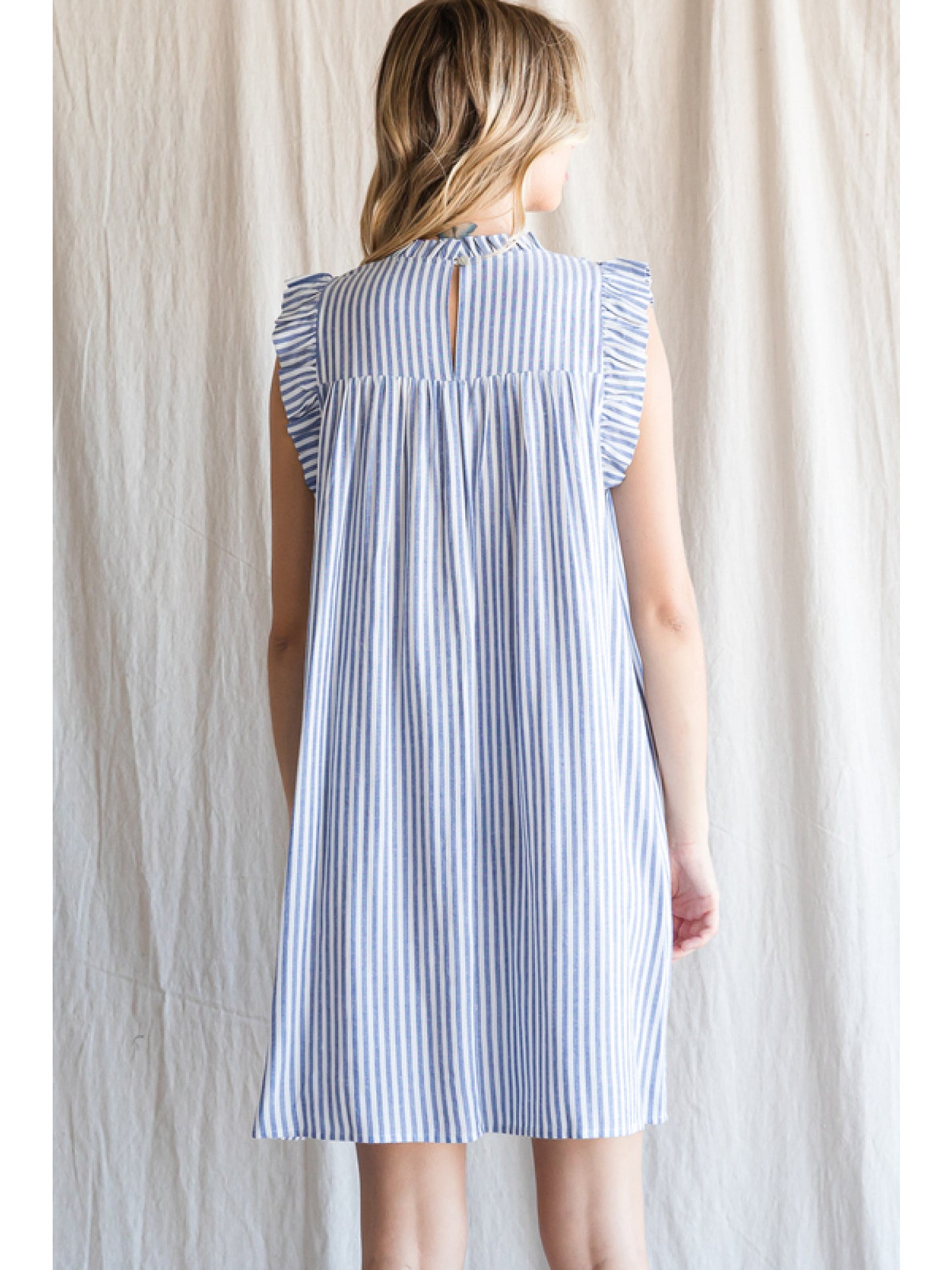 Embroidered Striped Dress