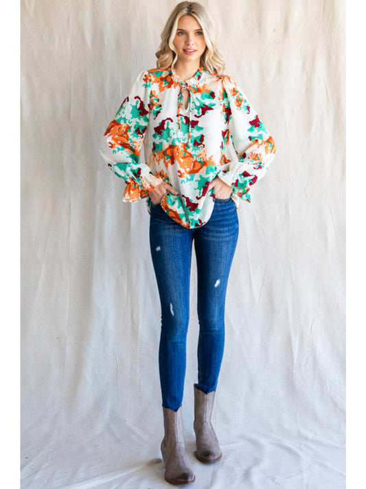 Colorful Long Sleeve Blouse