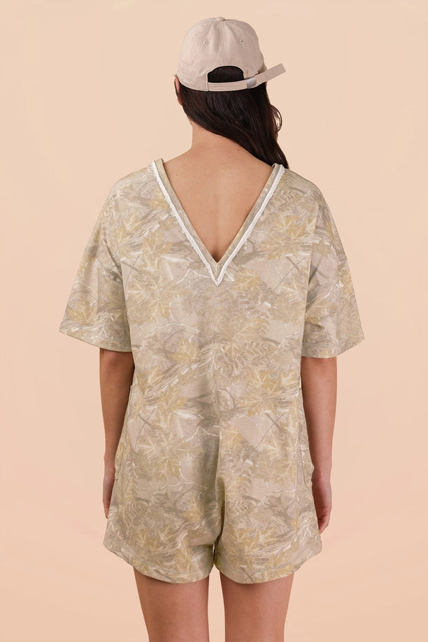 Camo Print Knit Casual Romper